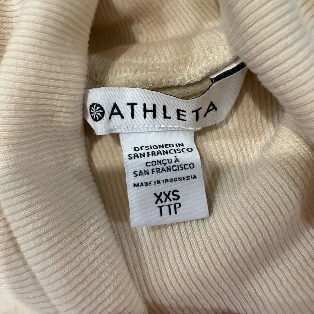 Athleta Balance Cinch Turtleneck Sweatshirt Women’s XXS Chantilly Cream Pockets - Picture 8 of 12